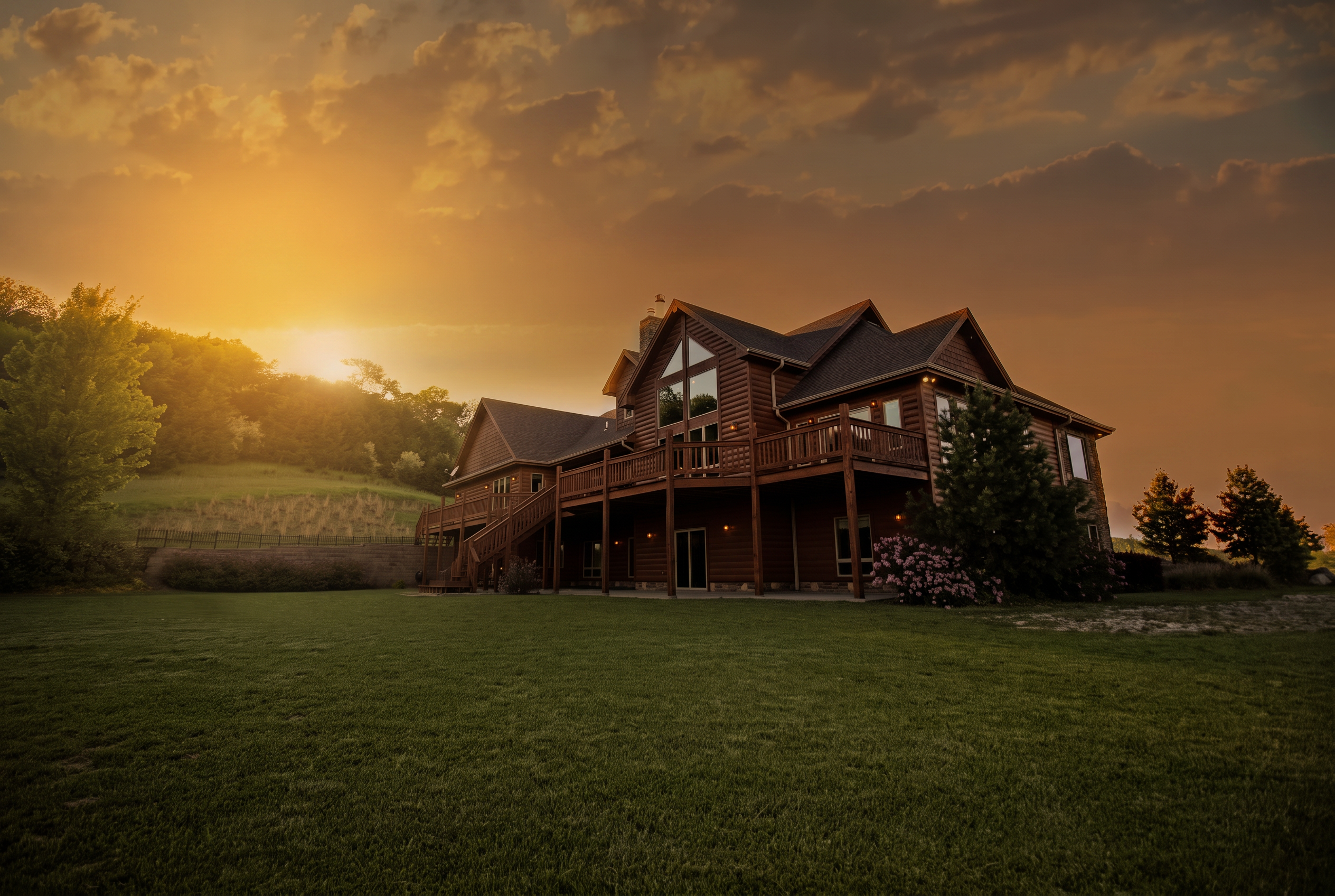 Michigan home exterior at golden hour